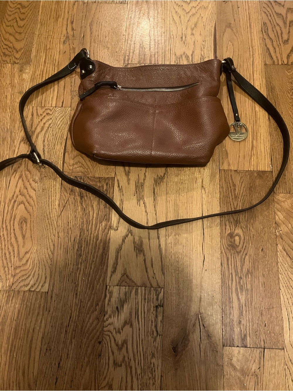 Valentina Purse Shoulder Bag Made in Italy Brown Genuine Leather For Repair Used